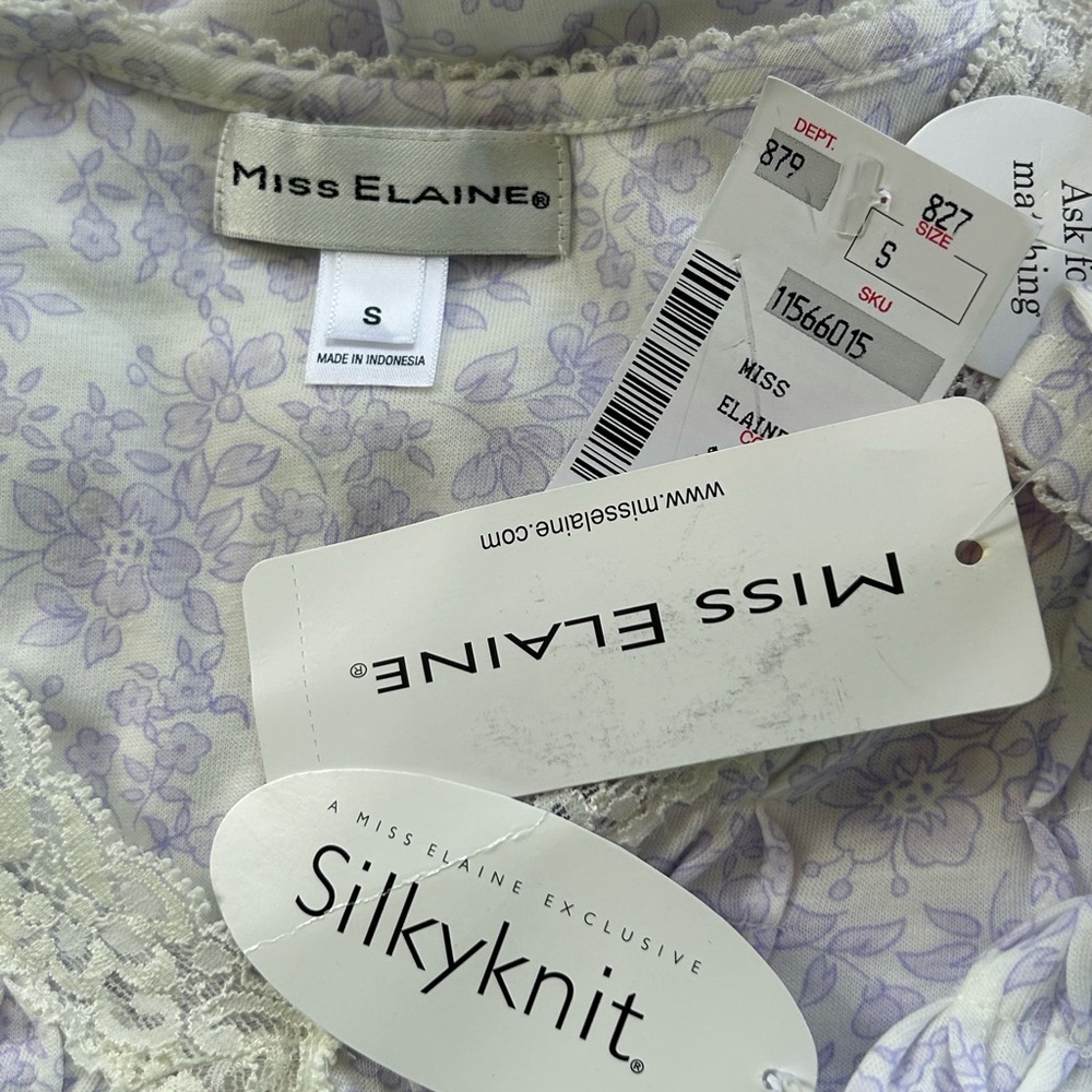 Miss Elaine Classics Nightgown Womens Small Floral Print Lace Accent Midi NWT - Picture 6 of 12